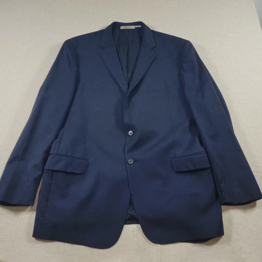 Joseph Abboud Mens Blazer 46L Navy Blue Super 120s Italian Wool Sport Coat USA